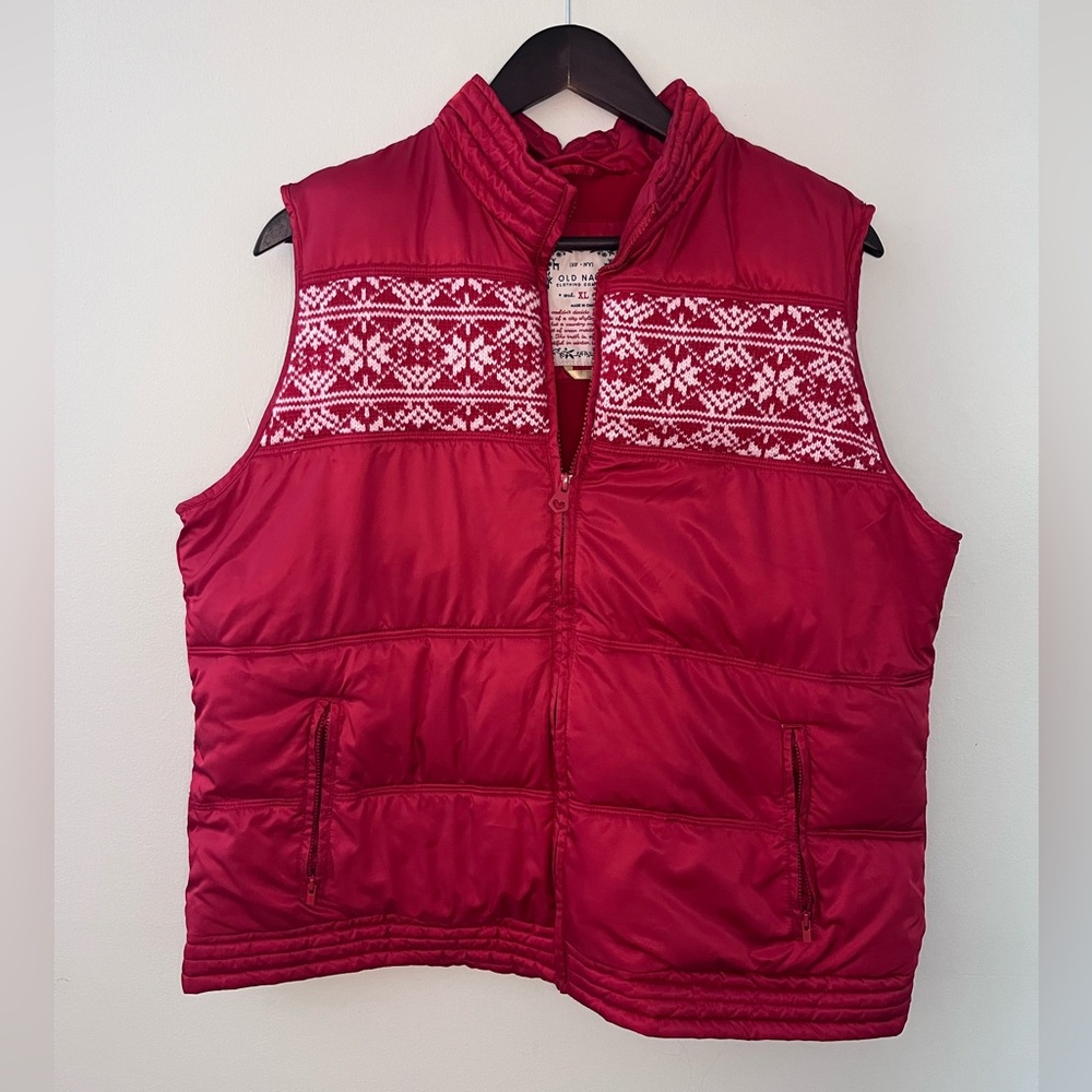 Vintage Old Navy Fair Isle Snowflake Zip-up Puffer Vest, 2007